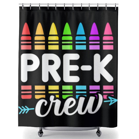 Pre-K Crew Teacher Team Squad Hello Back School Gr Shower Curtains