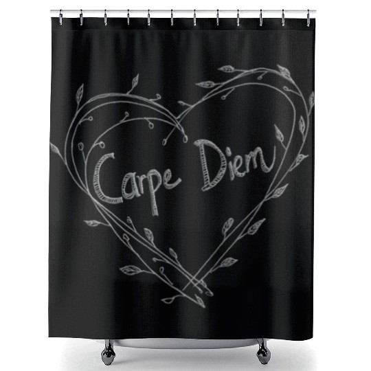 Carpe Diem Quote Heart Twigs Shower Curtains