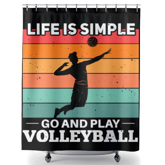 Volleyball Player Motif Shower Curtains