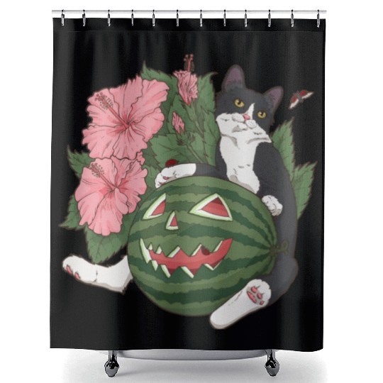 Summer Halloween Cat Shower Curtains