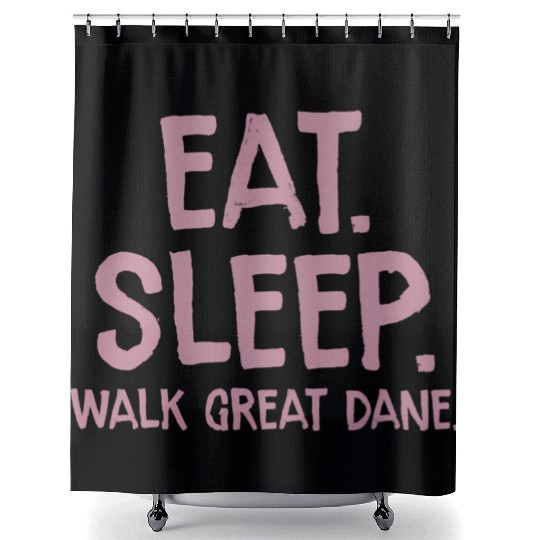 Eat Sleep Walk Great Dane Dog Owner Walking Shower Curtains