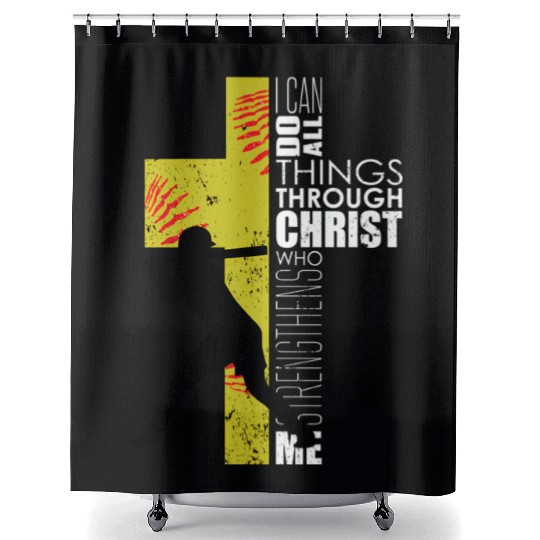 Softball Playersn Christian Religious Shower Curtains