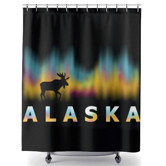 Alaa Day Reindeer With Polar Lights And Moose Shower Curtains