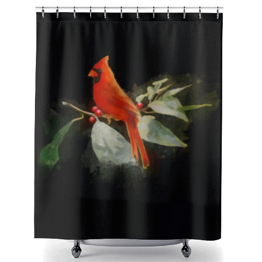 Wild Red Cardinal Bird Shower Curtains