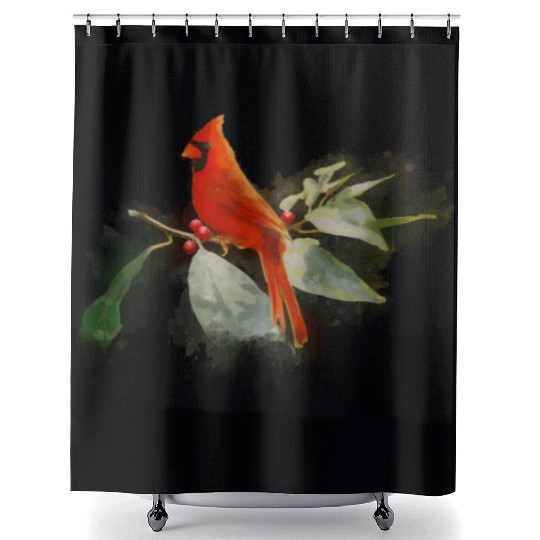 Wild Red Cardinal Bird Shower Curtains
