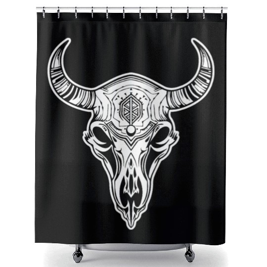 Cow Skull Boho Shower Curtains