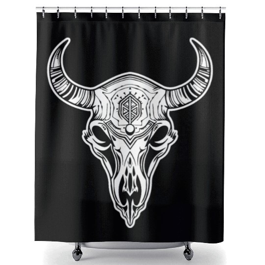 Cow Skull Boho Shower Curtains