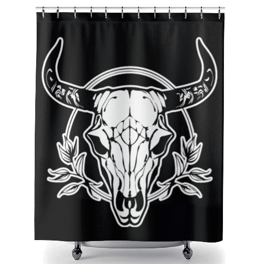 Cow Skull Boho Shower Curtains