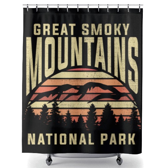 Retro National Park Great Smoky Mountains National Shower Curtains