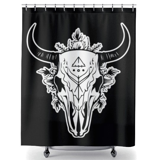 Cow Skull Boho Shower Curtains