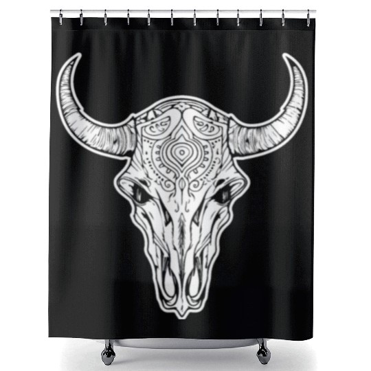 Cow Skull Boho Shower Curtains