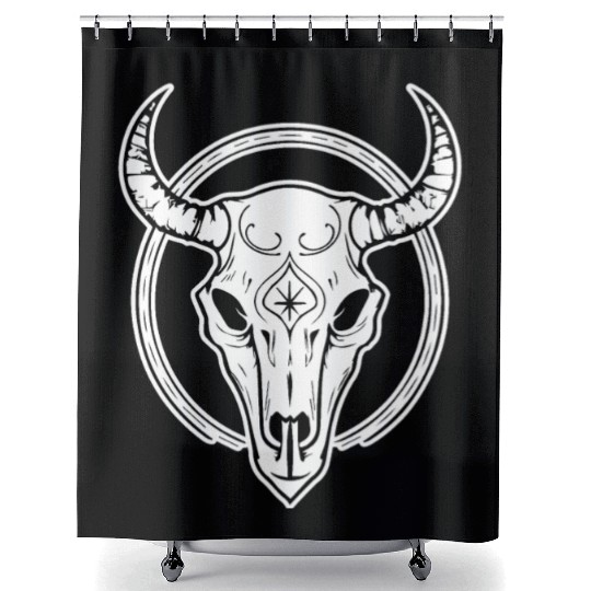 Cow Skull Boho Shower Curtains