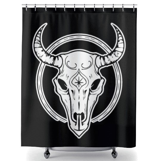 Cow Skull Boho Shower Curtains