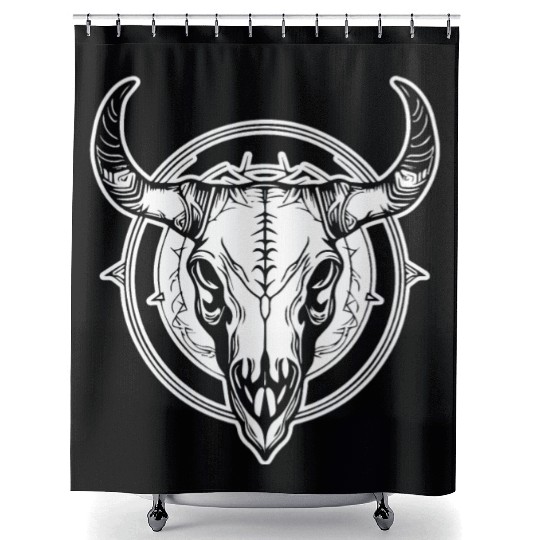 Cow Skull Boho Shower Curtains
