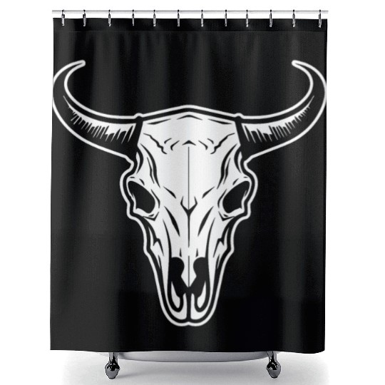 Cow Skull Boho Shower Curtains