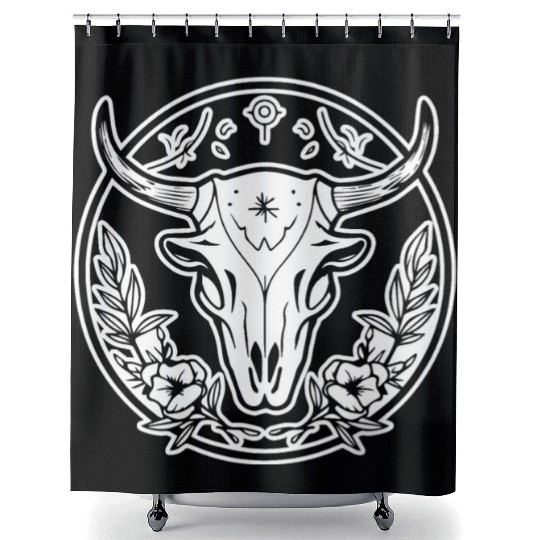 Cow Skull Boho Shower Curtains
