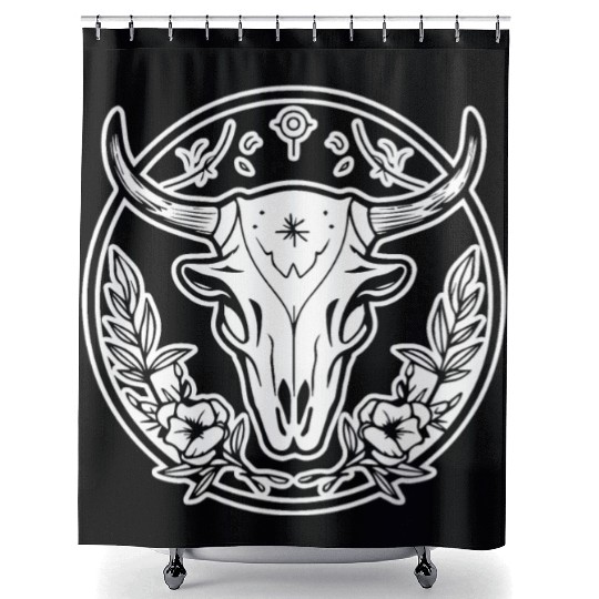 Cow Skull Boho Shower Curtains