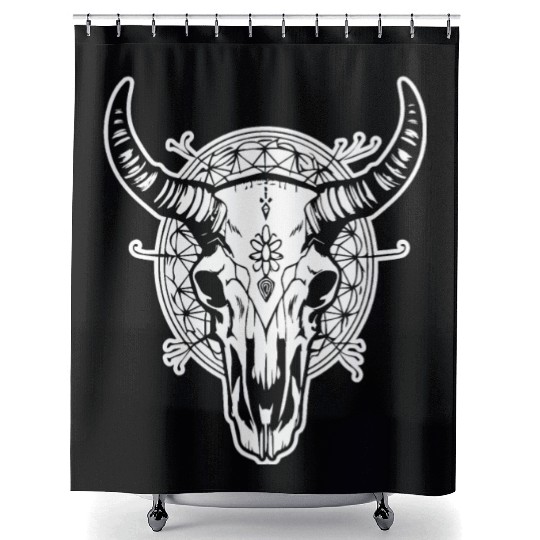 Cow Skull Boho Shower Curtains