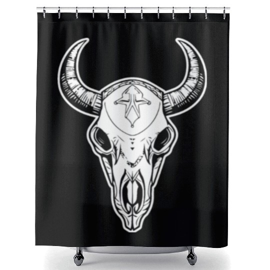Cow Skull Boho Shower Curtains