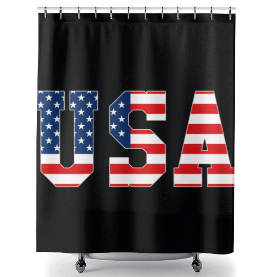 Usa Patriotic American Flag Red White Blue Shower Curtains