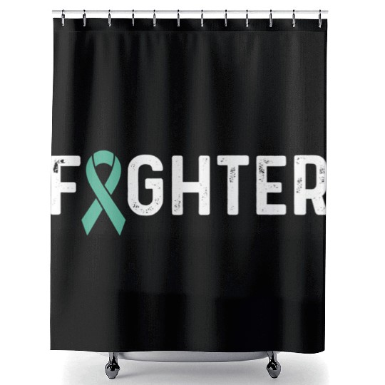 Ovarian Cancer Awareness Products Teal Ribbon Shower Curtains