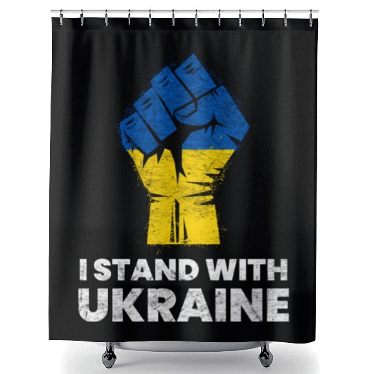 Ukrainian Flag I Stand With Ukraine Flag Shower Curtains