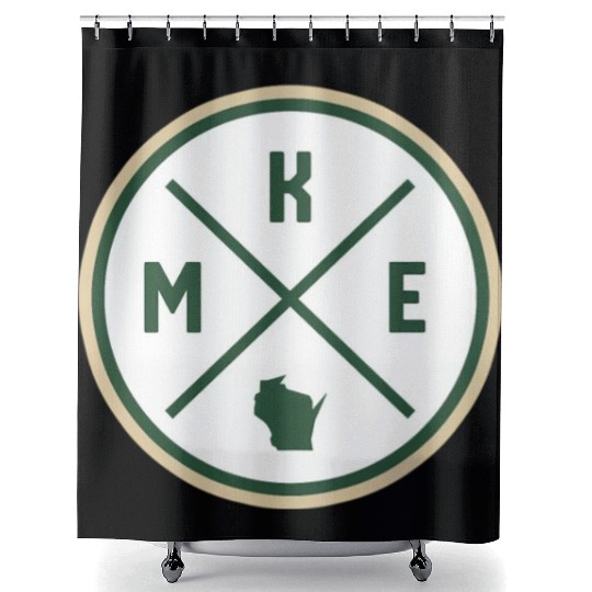 Milwaukee Circle Patch Green Shower Curtains