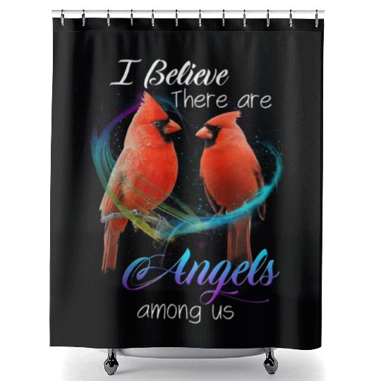Cardinal Bird I Believe There Are Angels Among Us Shower Curtains