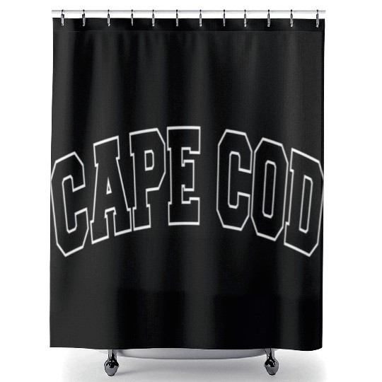 Cape Cod Massachusetts Varsity Style Black Text Shower Curtains