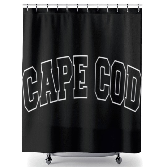 Cape Cod Massachusetts Varsity Style Black Text Shower Curtains