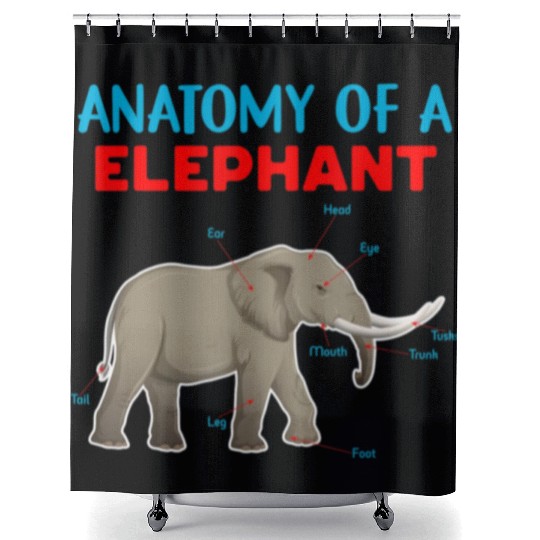 Anatomy Of A Elephant Educational Elephant Love Shower Curtains
