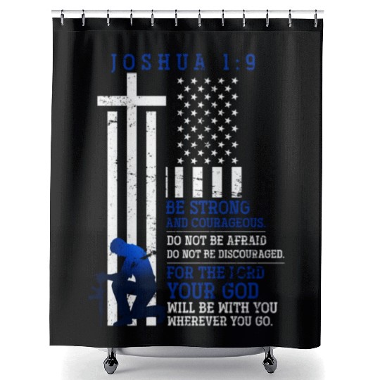 Holy Bible Verse Us Flag American Christian Prayer Shower Curtains