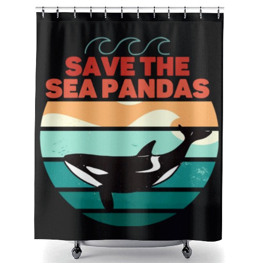 Rescue Killer Whale Orcas Save The Sea Pandas Shower Curtains
