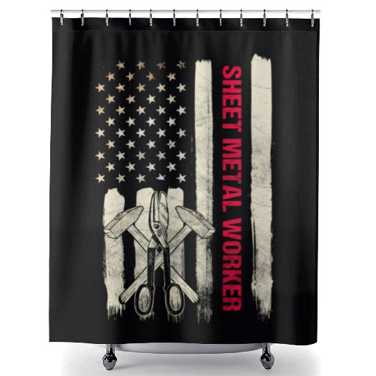 Sheet Metal Worker On Back Of Shower Curtains
