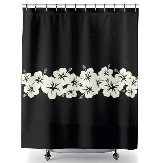 Surfer Style Floral Hibiscus Flower Row 1970S Shower Curtains