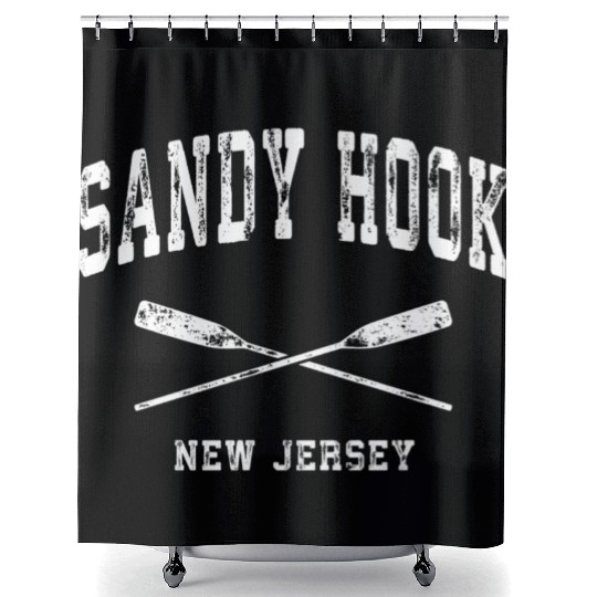 Sandy Hook New Jersey Nautical Crossed Oars Shower Curtains