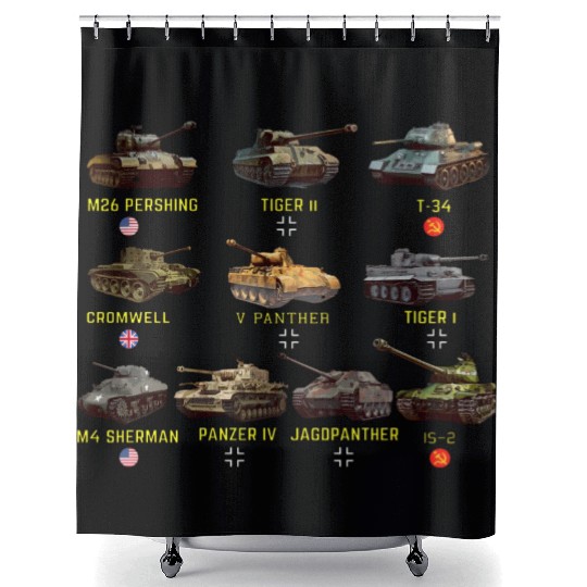 Top Ten Best Ww2 Tan M4 Sherman Panzer Iv Tiger Shower Curtains