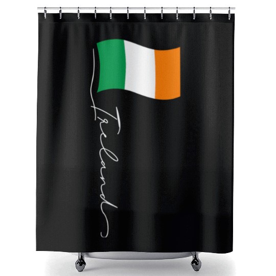 Ireland Signature Flag Pole Elegant Patriotic Shower Curtains