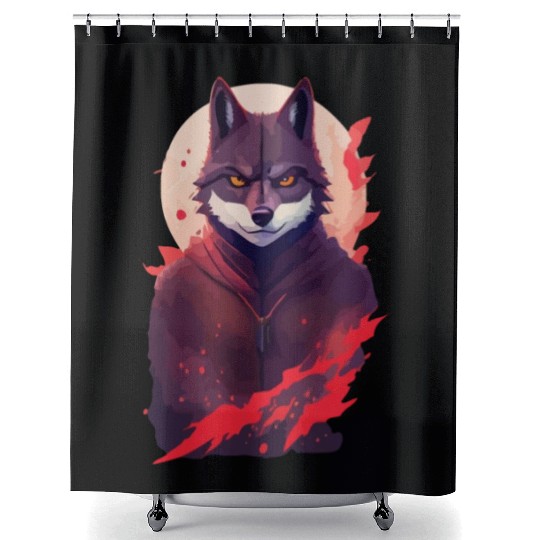 Ninja Style: The Cute Wolf Face with a Twist of Me Shower Curtains
