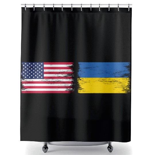 Ukrainian American Flag Ukraine Usa America Roots Shower Curtains
