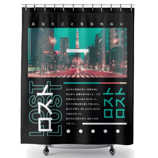 Japanese Streetwear Vibes Aesthetic Tokyo Fashion Shower Curtains