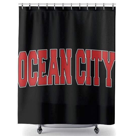 Ocean City Nj New Jersey Varsity Style Usa Sports Shower Curtains