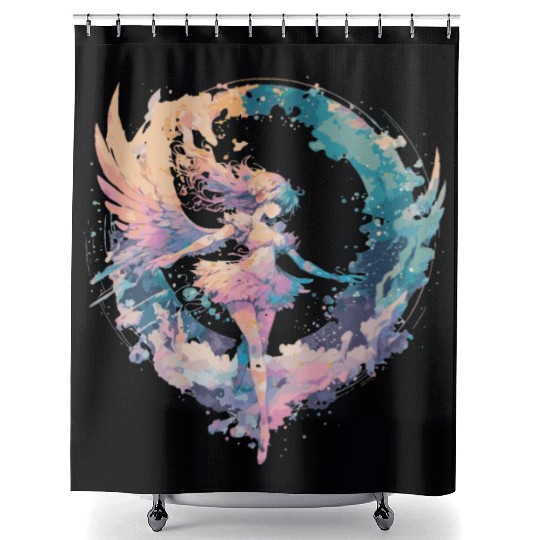 Watercolor Fairy Girls Fairycore Pastel Goth Butte Shower Curtains
