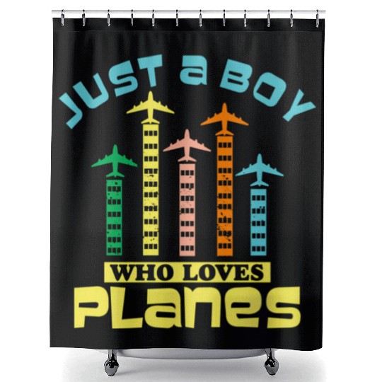 Just A Who Loves Planess Toddler Pilot Flying Shower Curtains