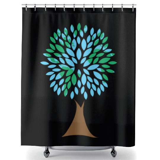 Earth Day Tree With Leaves Image Of Our Planet Shower Curtains