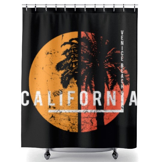 Venice Beach California Cool Palm Tree Native Shower Curtains