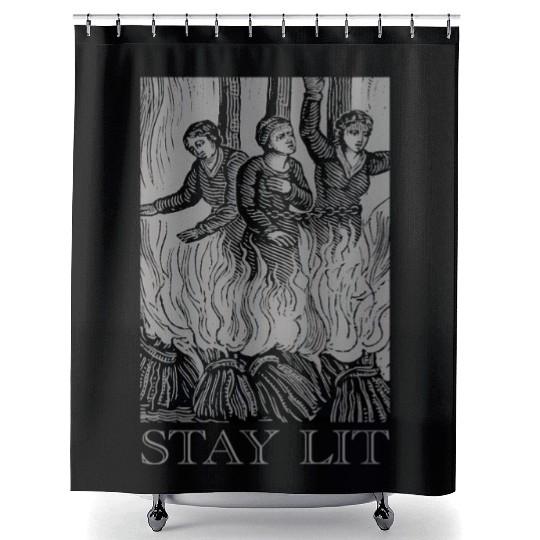 Stay Lit Occult Satan Witch Unholy Baphomet Tarot Shower Curtains