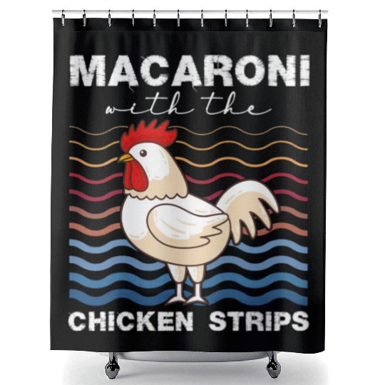 Macaroni With The Chicken Strips Chicken Farmer Shower Curtains
