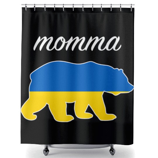 Momma Bear Ukraine Flag Ukrainian Roots Shower Curtains