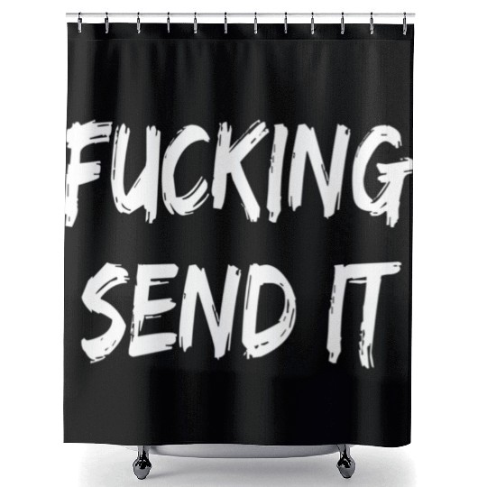 Fucking Send It Snowmobile Dirt Bike Fan Shower Curtains